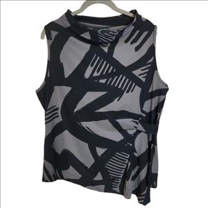 PORTO JET JERSEY RUCHED SLEEVELESS ASYMMETRICAL SICILY TOP MADE IN ITALY NWOT